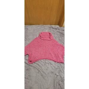 Women’s Free People Sweater Oversized Pink Chunky Slouchy Poncho SZ: Large